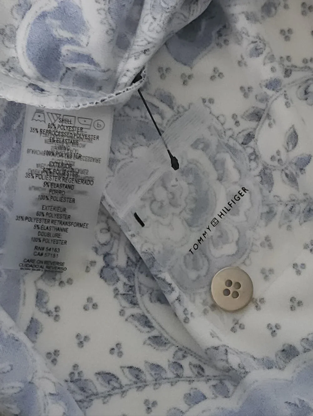 Tommy Hilfiger 8 Blue White Floral Sleeveless Tiered‎ Dress Button Front